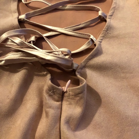 Strapless pink suede dress - Picture 6 of 7